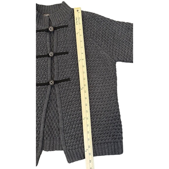 J.McLaughlin Merino Wool Gray Knit Cardigan Sweater L Toggle Closure Minimalist - Picture 5 of 8